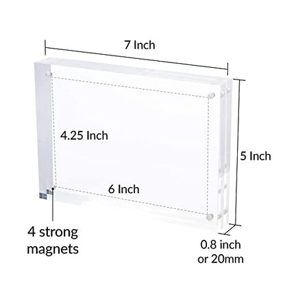 SimbaLux Magnetic Acrylic Picture Photo Frame 5x7 inches Clear Edge, 3 Pack | Clear Glass Like, Double Sided Frameless Desktop Floating Display, Free Standing, Easy to Change - size: 5" x 7" 3-Pack