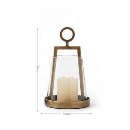 Hurricane Candle Holders Metal & Glass Lanterns Set of 2- Windproof Lanterns for Indoor Outdoor Home Decor, Patio, Wedding (Hurricane Candle Holders A)