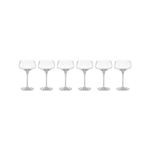 Lenox Tuscany Classics Angled Optic Coupe Glasses, Set of 6 | european glass, 7 inch height | 3.5 inch diameter | elegant vintage-inspired cocktail glasses | 12oz - style: Coupe Glasses, Angled