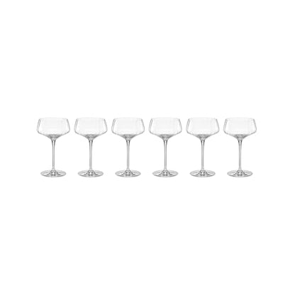 Lenox Tuscany Classics Angled Optic Coupe Glasses, Set of 6 | european glass, 7 inch height | 3.5 inch diameter | elegant vintage-inspired cocktail glasses | 12oz - style: Coupe Glasses, Angled