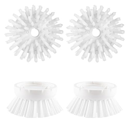 OYV Soap Dispensing Palm Brush Refills, 4-Pack Replacement Heads, White | Non-Scratch Nylon Bristles, Easy Twist-On Installation, Safe for Non-Stick Cookware - color: White