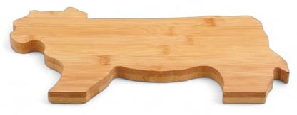 Decorative Cow Shaped Bamboo Cutting Board, Natural Wood, Kitchen Cheese Board, Serving Platter, Charcuterie Board, Decor Fruit Plate, Gift (BLANK)