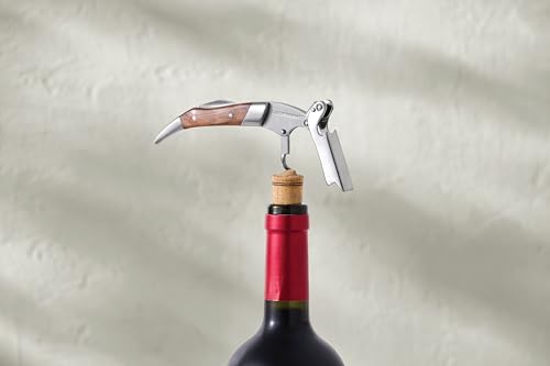 Le Creuset Black Walnut Corkscrew Wine Opener | One-Step Waiter's Friend - color: Wood and Stainless Steel, style: Wine Opener