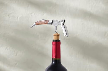 Le Creuset Black Walnut Corkscrew Wine Opener | One-Step Waiter's Friend - color: Wood and Stainless Steel, style: Wine Opener