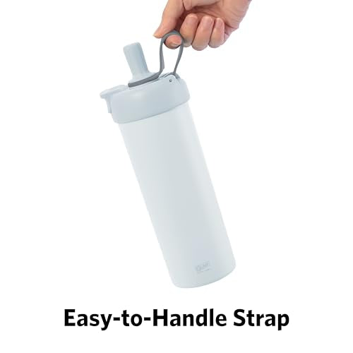 Glad Sip & Chug Insulated Water Bottle - Skinny Stainless Steel Tumbler with Straw and Chug Lid - Leak Resistant Double Walled Metal for Hot and Cold Drinks, 23oz, Grey - color: Gray