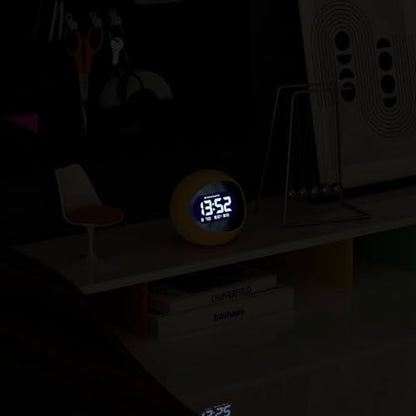 NEWGATE® Centre of the Earth Alarm Clock | Round Retro Digital LCD Clock | Yellow | Ideal for Bedside, Desk or Shelf | Retro Bedroom & Office Accessory - color: Citrus Yellow