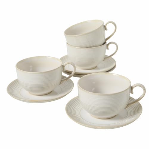12Oz Coffee Cups with Saucers, Ceramic Espresso Cup Set of 4, Cappuccino Cups Set, Tea Mugs and Saucer, Microwave Dishwasher Safe Drinkware for Home, Cafe, Housewarming Gifts - color: B - 12oz