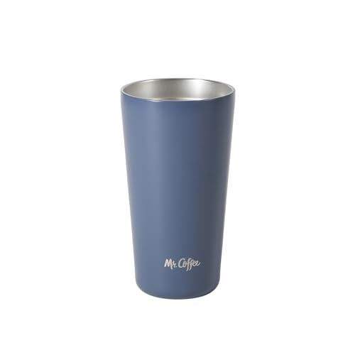 Mr. Coffee Java Quest 16 oz Double Wall Stainless Steel Tumbler with Lid & Reusable Straw, Insulated Thermal Drink Cup for Hot & Cold Beverages, Blue - color: Blue