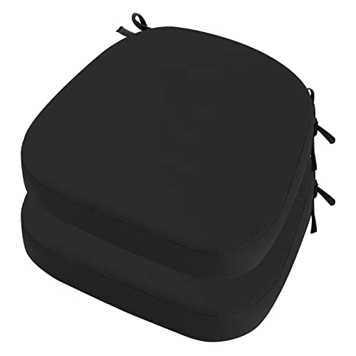 idee-home Outdoor Chair Cushions Set of 2, 17" x 17" D-Shaped | Thick Outdoor Seat Cushions Waterproof Patio Furniture with Ties Dining Pads - color: Black, size: 17x17x2 Inch