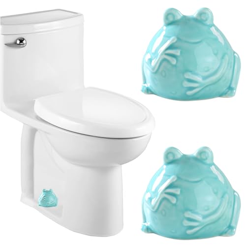 Ceramic Frog Toilet Bolt Covers Decorative, Set of 2 Tall Toilet Bolt Caps,Cute Frog Toilet Screw Cover Caps, Toilet Caps for Bottom of Toilet for Bathroom Decor, Easy to Install (Sky Blue) - color: Sky Blue