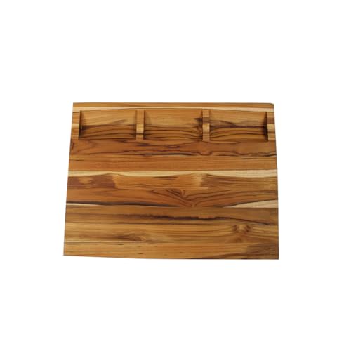EcoDecors Teak Cutting Board 20x15, Reversible with Juice Groove | Extra large teak cutting board made from FSC certified solid teak wood for chopping, carving, meal prep, and serving. - color: Natural Edge Grain Teak, size: 20"L x 15"W