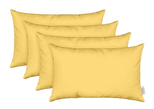 RSH Décor - Jumbo Lumbar Throw Pillows – Set of 4 | 26" x 16" | Indoor Outdoor Use – Patio, Lounge, Adirondack, Deck | Water & Fade-Resistant | Includes Down-Alternative Inserts | Buttercup Yellow - color: Canvas Buttercup Yellow, size: 26" x 16" (Set of