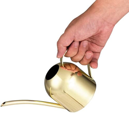 IMEEA 15oz Mini Indoor Watering Can for Small Plants Stainless Steel Watering Can with Long Spout for Desk, Windowsill & Bonsai (Gold) - color: 15oz (Gold)
