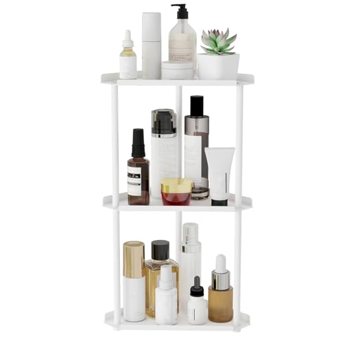 Jesginboo 3 Tier Bathroom Counter Organizer, Vanity Organizer Corner Shelf | Skincare, Makeup Countertop Organizers, Kitchen, Bathroom Counter Storage, White - color: White 3 Tier