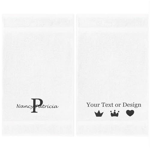 Personalized Passion Towels Set with Embroidered Name, Monogram - 2 Pack Highly Absorbent & Super Soft Turkish Cotton Hand Towels for Spa, Gym, Pool & Hotels - 16"x27" - White - color: White, size: 2 Pack Hand Towels (16"x27")