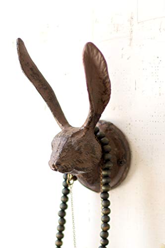 Kalalou CXX2234 KALALOU Rustic Cast Iron Rabbit Wall Hook, One Size, Brown