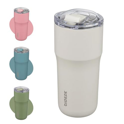BJPKPK 20oz Spill Proof Coffee Tumbler, Insulated Stainless Steel Cup | Double Wall Vacuum, Leakproof Lid, Keeps Hot/Cold/Iced, BPA Free, Dishwasher Safe, Cupholder, Travel, White - color: White