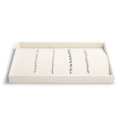 Oirlv Stackable 17 Hooks Sackcloth Jewelry Tray Necklace/Pendant/Long chain Display Showcase Organizer(Pack of 1,Beige) - size: 20 Hooks