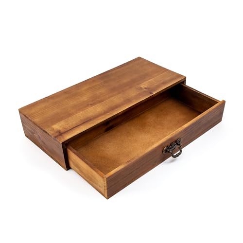 Office Desk Organizer with Drawers Light Brown Vintage Wood Desktop Storage Box Workspace School Supplies Farmhouse Kitchen Countertop Organizer Makeup Storage Box for Home Toiletries Supplies Vanity - color: Light Brown Style A Rectangle