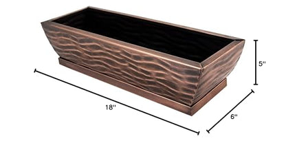 H Potter Succulent Planter Rectangular Plant Pot Flower Indoor Outdoor Window Box (Antique Copper Large) - color: Antique Copper Large