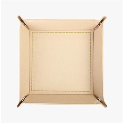 Valet Tray Desktop Storage Organizer – Vegan Leather Catchall Bedside Vanity Tray Nightstand Caddy Holder for Remote Controller, Watch, Keys, Phone, Wallet, Coin, Jewelry, Beige - color: Beige