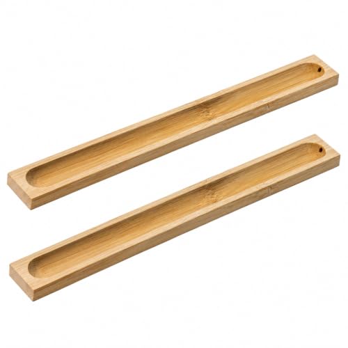 Natural Bamboo Incense Stick Holder Set – 2 Pieces with Ash Catcher Tray for Home Use