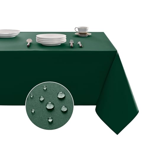 Tablecloth Rectangle Waterproof Spill-Proof Wrinkle-Free Table Cloth Washable, Kitchen Dining Tabletop Decoration, Fabric Table Cover for Indoor and Outdoor Use, 54 x 78 Inch, Hunter Green - color: Hunter Green, size: 54" x 78" (Rectangular)
