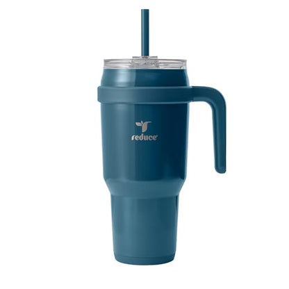 REDUCE 40 oz Stainless Steel Tumbler with Handle - Dual-Wall Vacuum Insulated Travel Mug, Sweat-Proof Lid & Reusable Straw - Keeps Drinks Cold for 24 Hrs, Fits Cupholders, Dishwasher Safe - Dark Web - color: Dark Web, size: 40 Ounces