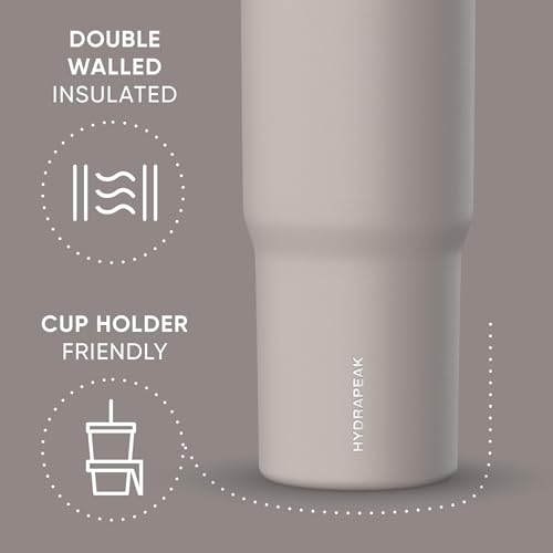 Hydrapeak Nomad 32oz Stainless Steel Insulated Travel Tumbler with Handle & Straw Lid, Leakproof, Cupholder Friendly, Back to School, College Dorm, Gym & Everyday Hydration, Cold 24 Hours (Mocha) - color: Mocha