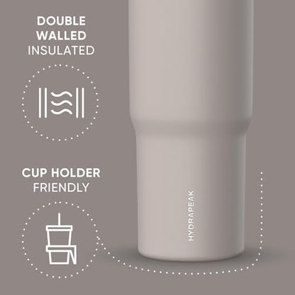 Hydrapeak Nomad 32oz Stainless Steel Insulated Travel Tumbler with Handle & Straw Lid, Leakproof, Cupholder Friendly, Back to School, College Dorm, Gym & Everyday Hydration, Cold 24 Hours (Mocha) - color: Mocha