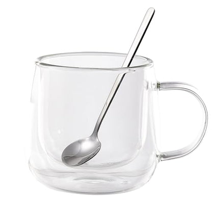 Double Wall Glass Coffee Mugs 10 Oz with Handle - Set of 1 | Insulated Clear Espresso Coffee Mug with Handle, Double Walled Coffee Cups for Cappuccino, Latte, Tea, Hot Drinks - color: 1 Pack