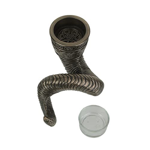 Veronese Design 4 3/8 Inch Tall Nordic Viking Ram Horn Tealight Candle Holder Cold Cast Bronzed Resin Sculpture