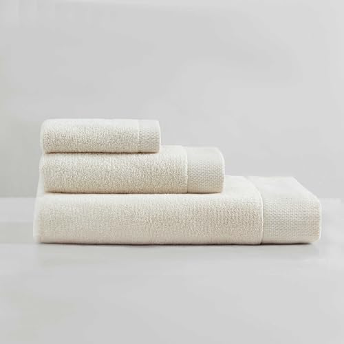 Calvin Klein - Bath Towels, Soft & Absorbent Bathroom Essentials, Zero Twist Construction, Oeko-Tex Certified (Entwine Solid Natural, 3-Piece) - color: Entwine Solid Natural, size: 3 Pack