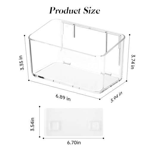 PAVSTINE 2 Pack Clear Shower Shelf, Adhesive Bathroom Shower Shelves | Wall Mounted Bathroom Shower Organizer, No Drill Shower Shelves with Self Adhesive Tape, Transparent - size: Medium-2 Pack