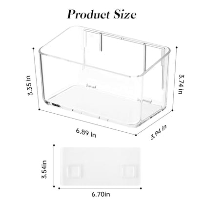 PAVSTINE 2 Pack Clear Shower Shelf, Adhesive Bathroom Shower Shelves | Wall Mounted Bathroom Shower Organizer, No Drill Shower Shelves with Self Adhesive Tape, Transparent - size: Medium-2 Pack