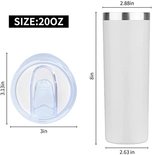 HASLE OUTFITTERS 20 oz Skinny Tumblers Bulk Set, Stainless Steel Insulated Slim Tumblers with Lids, Reusable Double Wall Travel Coffee Mugs, Durable Powder Coated Travel Water Cups(White, 12) - color: White, size: 20 oz (12 Count)