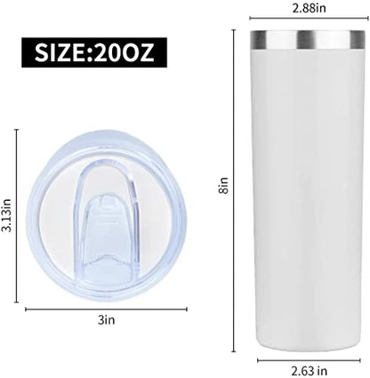 HASLE OUTFITTERS 20 oz Skinny Tumblers Bulk Set, Stainless Steel Insulated Slim Tumblers with Lids, Reusable Double Wall Travel Coffee Mugs, Durable Powder Coated Travel Water Cups(White, 12) - color: White, size: 20 oz (12 Count)