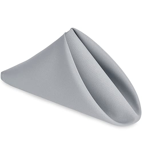 Silver Grey Cloth Napkins Set of 6, 18 x 18 Inch, Washable Dinner Napkins with Hemmed Edges for Restaurant, Wedding and Holiday - color: Silver, size: 18" x 18" (Set of 6)