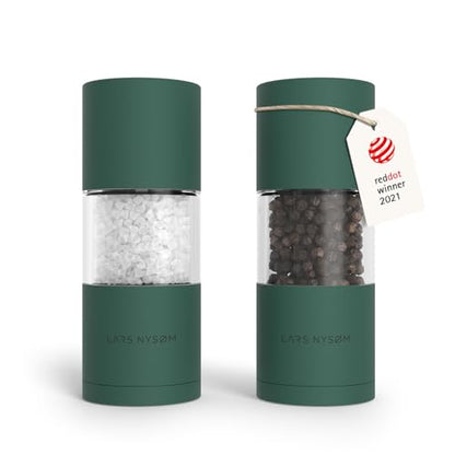 LARS NYSØM Salt and Pepper Grinder Set, Manual Salt and Pepper Mills with Adjustable Ceramic Grinder, Design Spice Shaker Set (Pine Green) - color: Pine Green