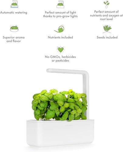 Click & Grow Smart Garden 3 Indoor Herb Garden Kit with Grow Light, Sage | Easier than a hydroponic growing system. Patented Smart Soil. Includes 3 basil pods. Choose from 50+ plant varieties - color: Sage green