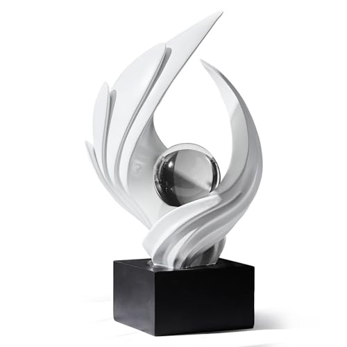 Abstract Art Sculpture, Resin Gold Decorative Statue, Modern White Ornaments for Living Room, Decorativas Modernas for Coffee Table, Entryway & Office Collectibles (White) - color: White