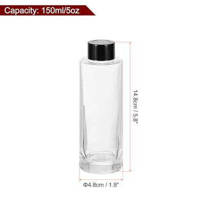 HARFINGTON 150ml/5oz Empty Glass Diffuser Bottle 5.8" x 1.9" Refillable Fragrance Accessories Aromatherapy Jar Container for Replacement Reed Diffuser DIY Home Bathroom Transparent - size: 5.8" x 1.9"