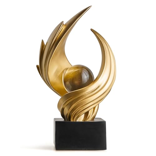 Abstract Art Sculpture, Resin Gold Decorative Statue, Modern White Ornaments for Living Room, Decorativas Modernas for Coffee Table, Entryway & Office Collectibles (Gold) - color: Gold