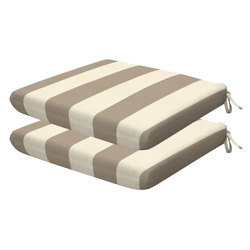 Honeycomb Outdoor Heritage Set of 2 Seat Pads for Patio Furniture, 16 x 16 | Cabana Stripe Tan Dining Chair Cushions, Water & Fade Resistant, Reversible Design for Indoor/Outdoor Seating - color: Cabana Stripe Tan, size: 16 x 16
