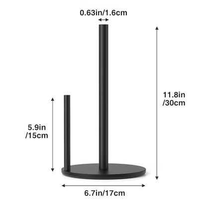 Paper Towel Holder Black Stainless Steel Kitchen Countertop Roll Organizer | Standing Paper Towel Holders Roll Dispenser Simple Black - color: Black