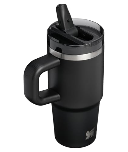 STANLEY Quencher ProTour Flipstraw Tumbler, 14 oz, Black 2.0 | Built-In Straw & Handle | Cupholder Compatible for Travel | Leakproof Insulated Stainless Steel Cup | BPA-Free - color: Black 2.0, size: 14 Ounces