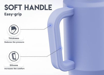 Meoky 32 oz Tumbler with Handle, Insulated Tumbler with Lid and Straw, Stainless Steel Travel Mug, Keeps Cold for 24 Hours, 100% Leak Proof, Fits in Car Cup Holder (Lilac) - color: Lilac, size: 32 Ounces