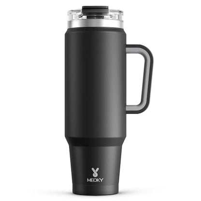 Meoky 40 oz Tumbler with Handle and Straw, Insulated Tumbler with Lid and Straw, Stainless Steel Travel Mug, Keeps Cold for 34 Hours, 100% Leak Proof, Fits in Car Cup Holder (Night) - color: Night, size: 40 Ounces