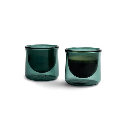 FLUR Espresso Glasses (Set of 2) Perfect for Espresso, Macchiatos & Small Espresso Drinks – Double-Walled Borosilicate Glass – Handmade, Lightweight & Durable – 3oz (Teal) - color: Teal