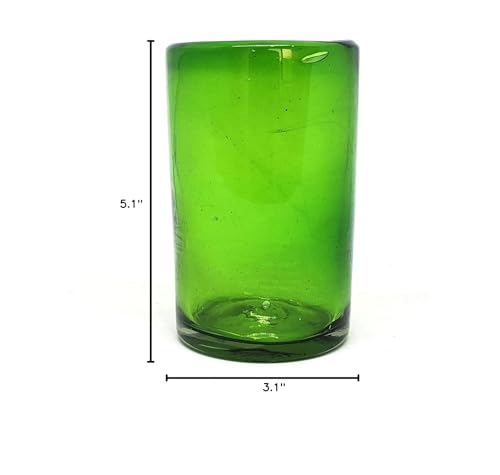 Solid Emerald Green 14 oz Drinking Glasses (set of 6), Recycled Glass, Lead-free, Toxin-Free (14oz Drinking) - color: Green, size: 14 oz